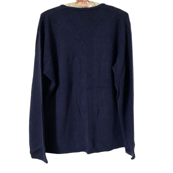 Carolyn Taylor Sweater Womens Medium Blue Cardigan Beaded Trim Open Soft Acrylic - Picture 2 of 4